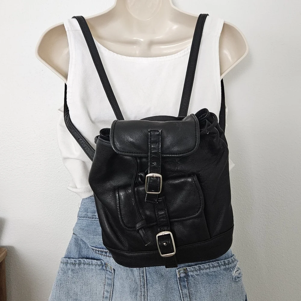 vintage leather grunge y2k goth whimsigoth indie urban retro mini backpack bag - Picture 2 of 7